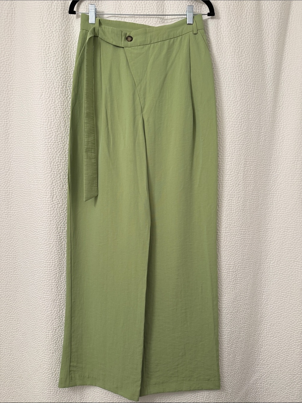 Zara Green Wide-Leg Tie-Waist Pants